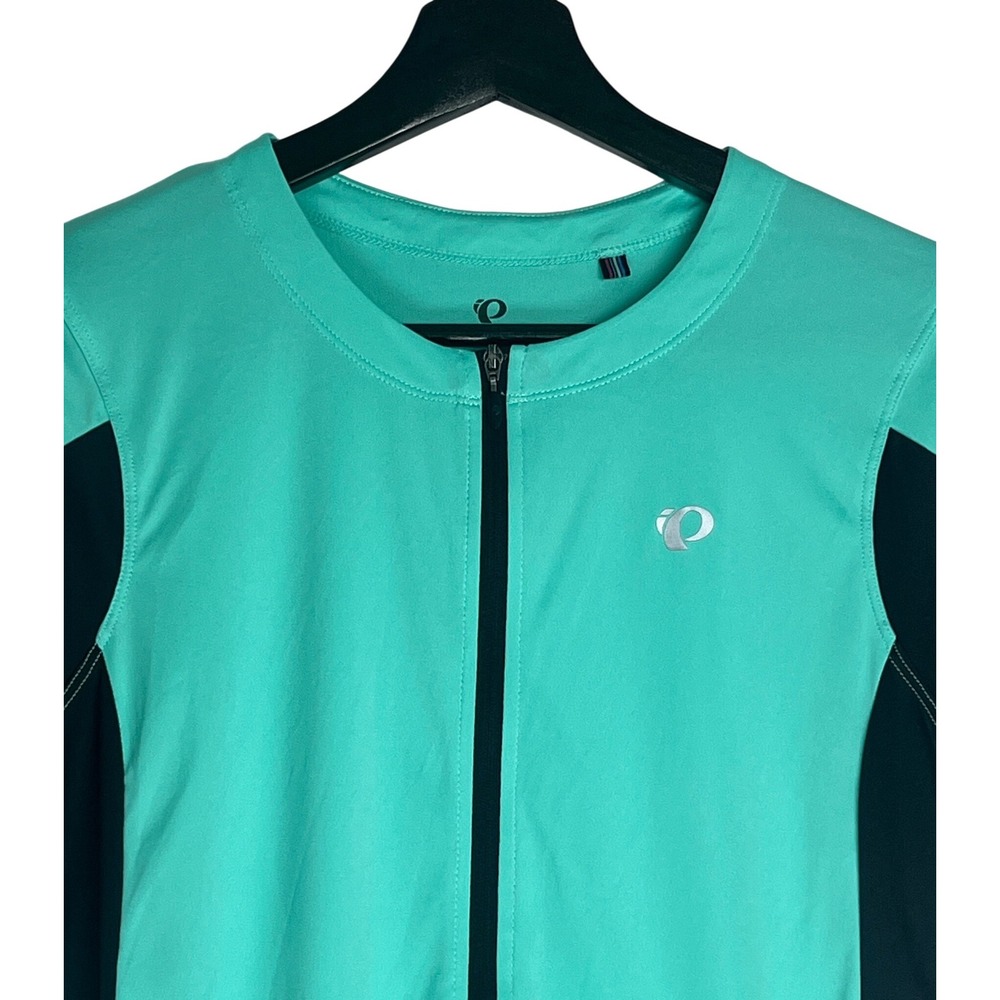 Pearl Izumi Womens Cycling Jersey Teal Green Black Full Zip‎ Short Sleeve Large - Picture 2 of 6